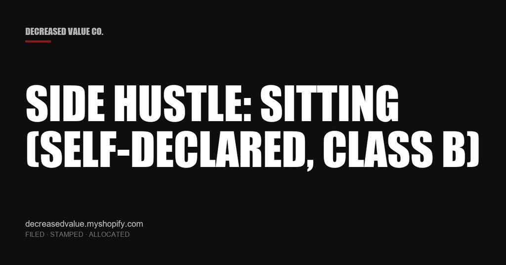 Drop #005 — Side Hustle: Sitting (Self-Declared, Class B) | Decreased Value Co. — share card