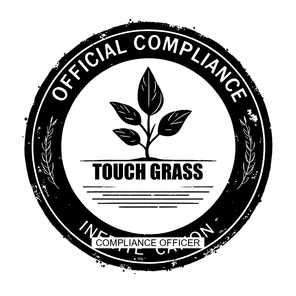 Touch Grass Compliance Officer — Anti-Hustle Co.